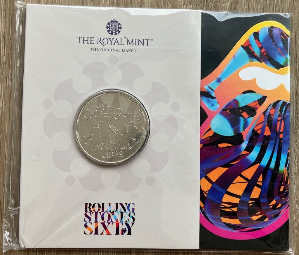 The Royal Mint 5 pound ROLLING STONES, Postzegels en Munten, Ophalen, Buitenland, Munten