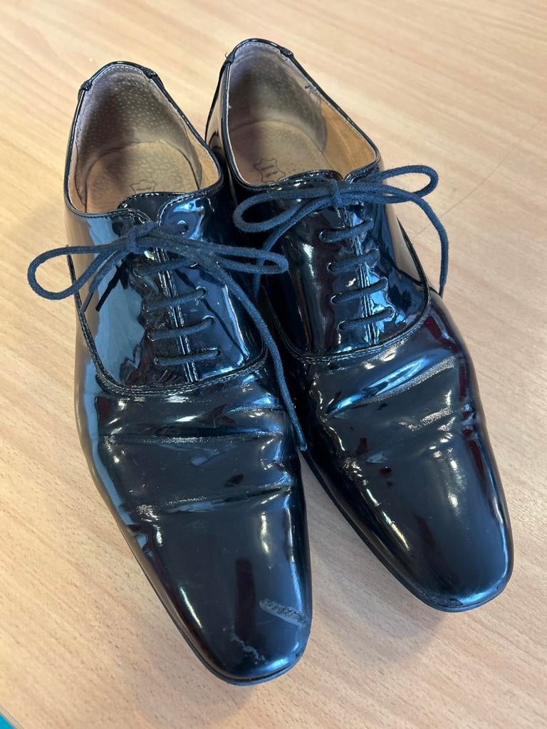 Zwarte lakschoenen - Maat 45, Ophalen of Verzenden, Gedragen, Zwart, Veterschoenen