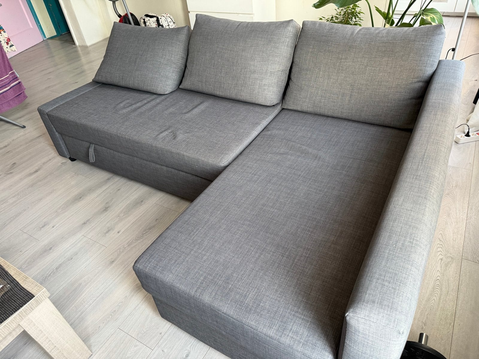 Grijze Hoekbank met Slaapfunctie, Huis en Inrichting, Slaapkamer | Slaapbanken, Ophalen, 140 cm, Grijs, Overige maten