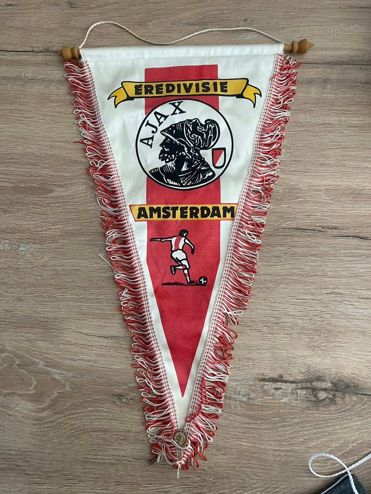 Ajax vaantje 45cm vintage met reversspeld, Verzamelen, Ophalen of Verzenden, Gebruikt, Ajax, Vaantje of Sjaal