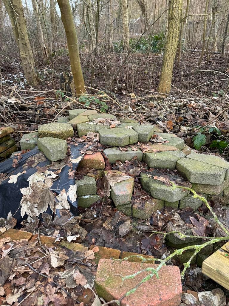 Gratis Tuin bestrating (hexagon klinkers), Ophalen, Gebruikt, Klinkers, 10 m² of meer