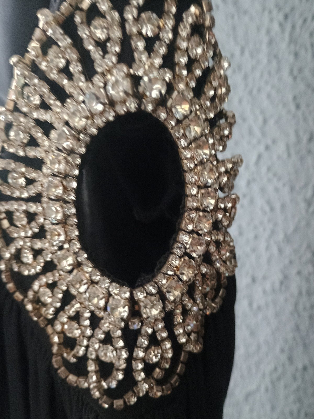 Lange strapless gelegenheids japon met Swarovski, Galajurk, Verzenden, Zwart, Zo goed als nieuw