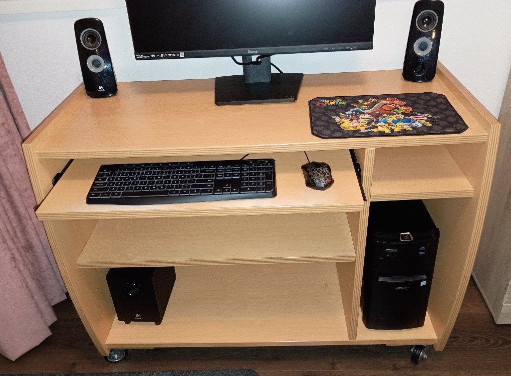 PC meubel met uitschuifbare toetsenbordlade, Ophalen, Gebruikt, 50 cm, Overige merken