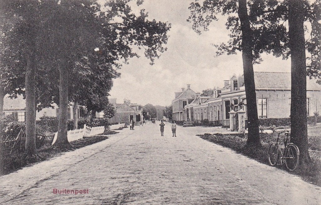 Oude ansichtkaart Buitenpost, Friesland - Gelopen 1910, Ophalen of Verzenden, Voor 1920, Gelopen, Friesland