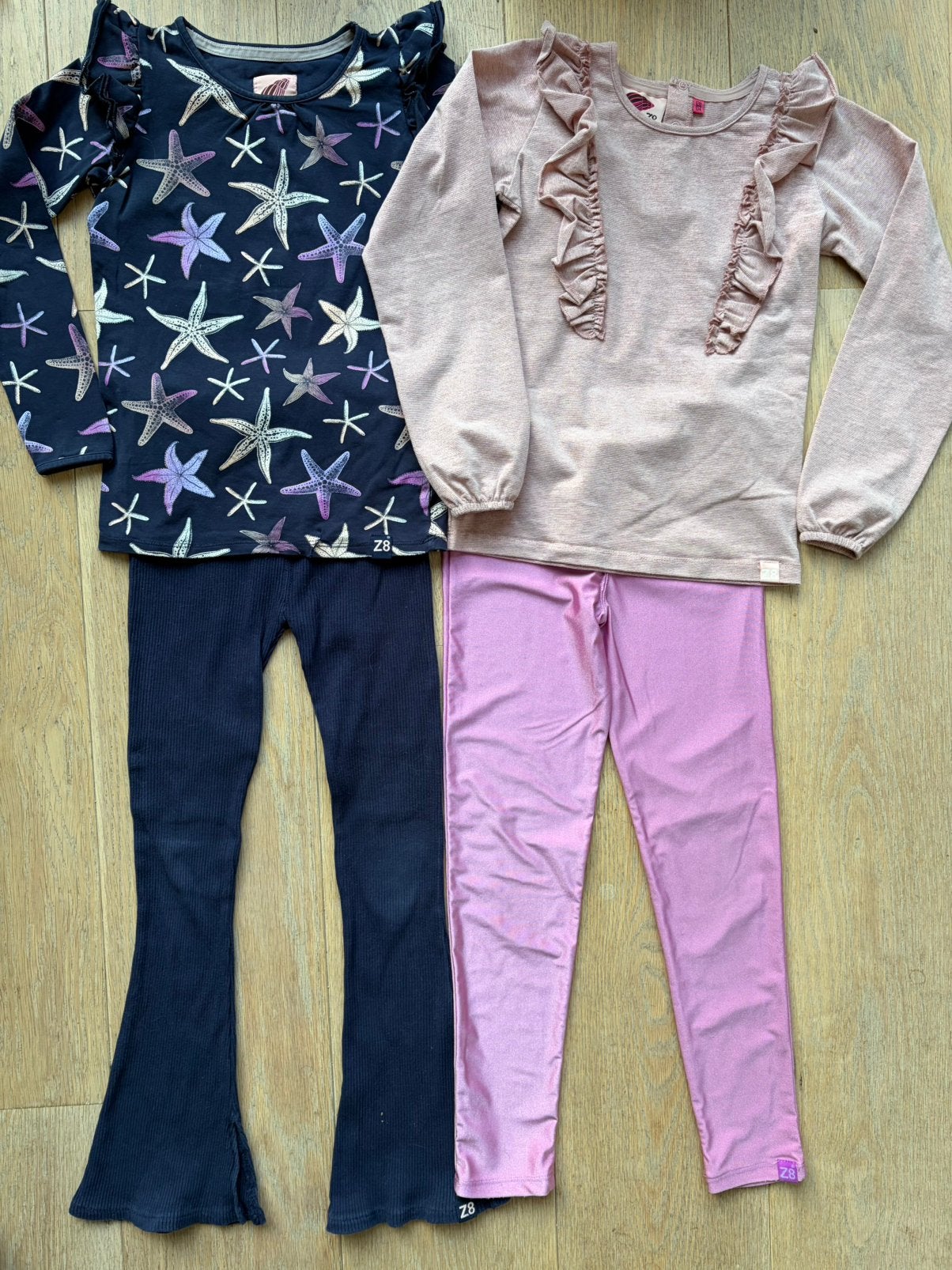 Set 2 longsleeves 2 leggings Z8 mt 128/134 keurig, Ophalen of Verzenden, Gebruikt, Meisje, Setje