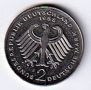 2  mark  1988  F  Duitsland. km. 170, Ophalen of Verzenden, Duitsland, Losse munt
