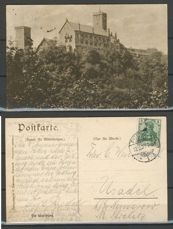 Deutsches Reich 1902 Wartburg Burcht Ansichtkaart 1079 jdu, Ophalen of Verzenden, Voor 1920, Gelopen, Duitsland