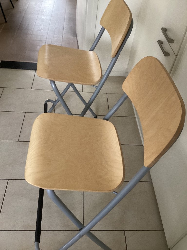 2 barkrukken, Ophalen, Met voetsteun, 60 tot 90 cm, Zo goed als nieuw