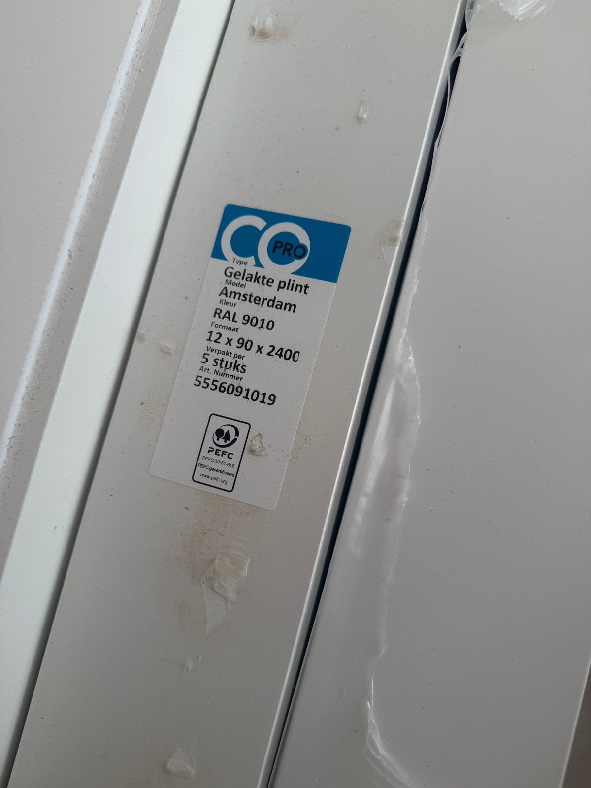 Plinten afgelakt nieuw - 9010 - 9cm hoog - 9 stuks - 21M, Ophalen of Verzenden, Zo goed als nieuw, Mdf, 200 tot 250 cm