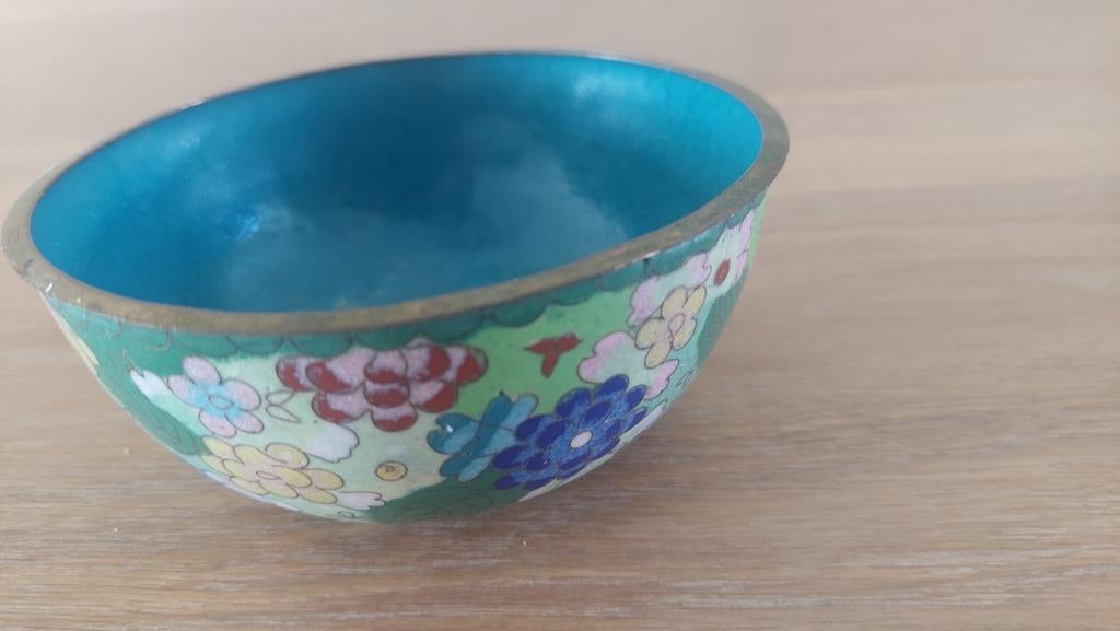 Antieke Chinese Cloisonné Kom - Handgemaakt Bloemenpatroon, Antiek en Kunst, Antiek | Emaille, Ophalen of Verzenden
