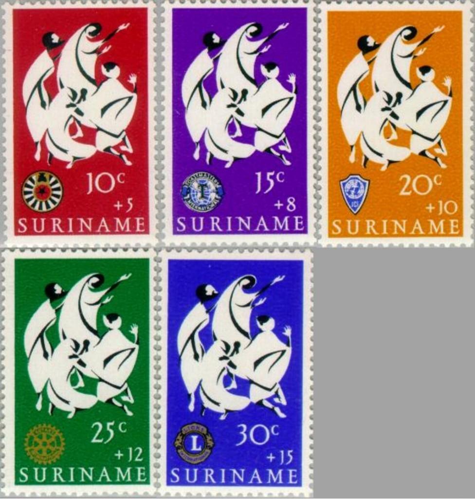 Suriname 1966 - nvph 453-457 -  Service clubs, Postzegels en Munten, Postzegels | Suriname, Verzenden, Postfris