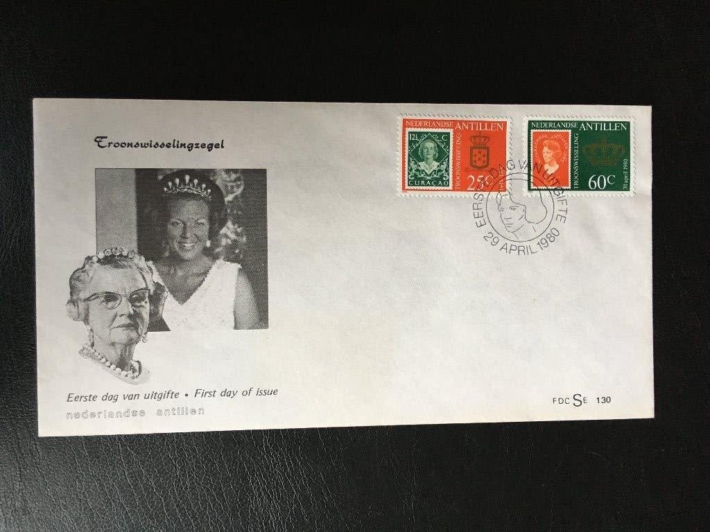 R9-E130 Antillen 1980 - FDC E130(131 cat. - Troonwiss- onbes, Ophalen of Verzenden, Onbeschreven, Rest van de wereld