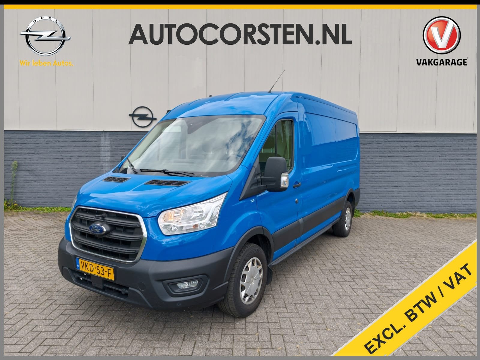 Ford Transit 350 2.0TDCI 130PK Hybride L3H2 Euro 6 3-Peroons, Auto's, 4 cilinders, Blauw, Origineel Nederlands, Bedrijf