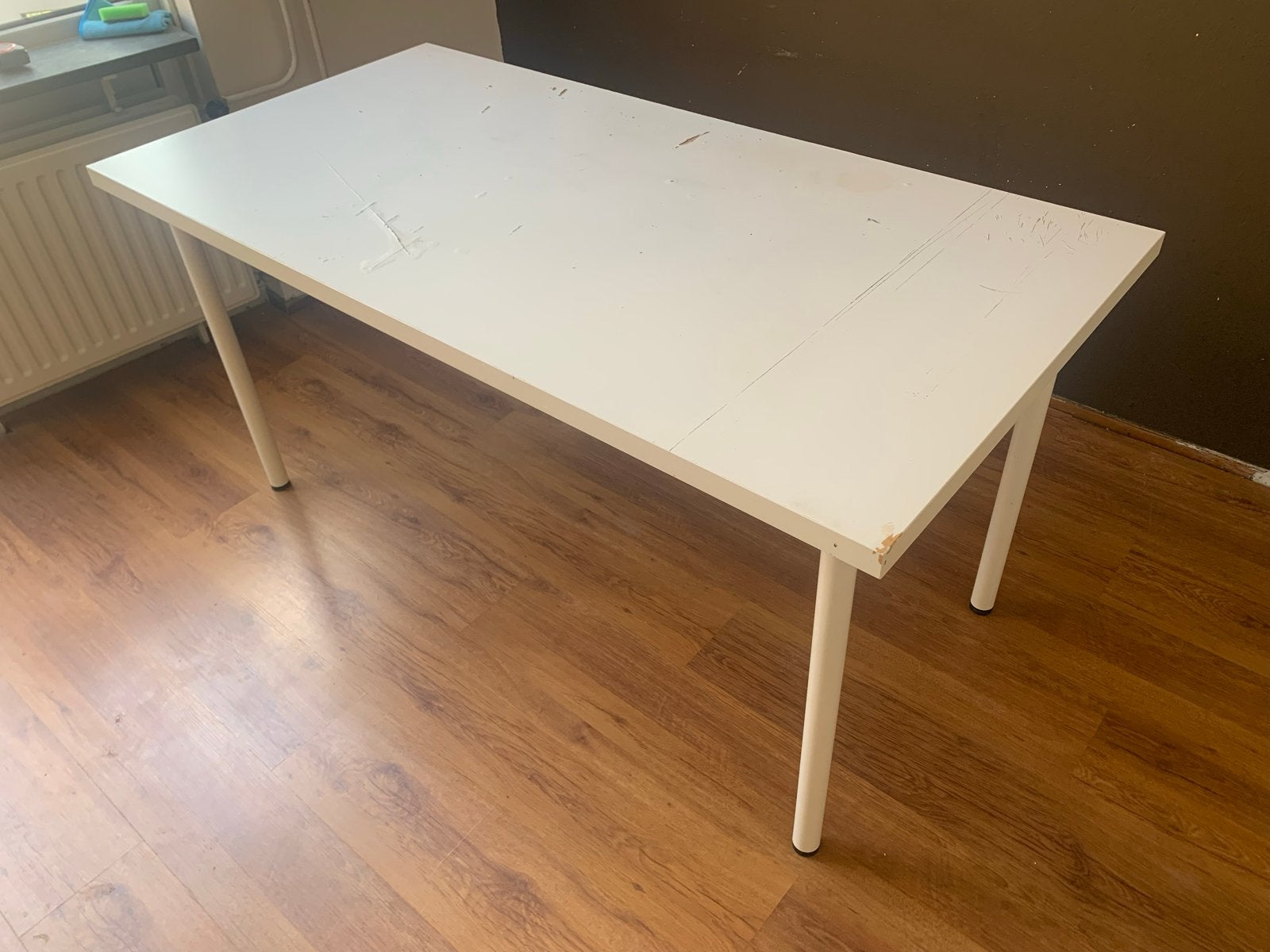 Bureau / werktafel met metalen poten, Ophalen, Overige typen, Gebruikt, Metaal