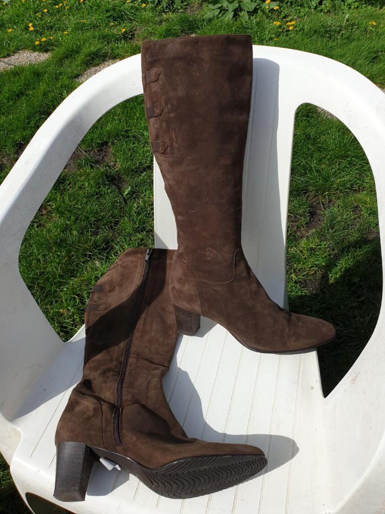 Gave hoge leren bruine laarzen. Mt 38,5. Made in Italy, Hoge laarzen, Bruin, ., Ophalen of Verzenden