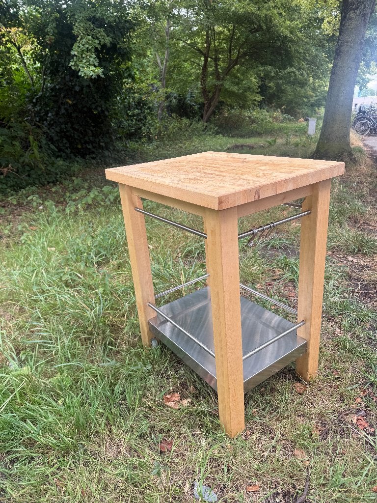 Keukentrolley hakblok, Ophalen, Gebruikt, Hout, Zilver