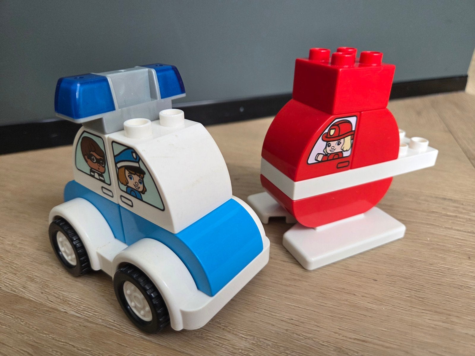 LEGO Duplo Politieauto en Helikopter, Ophalen of Verzenden, Gebruikt, Overige merken
