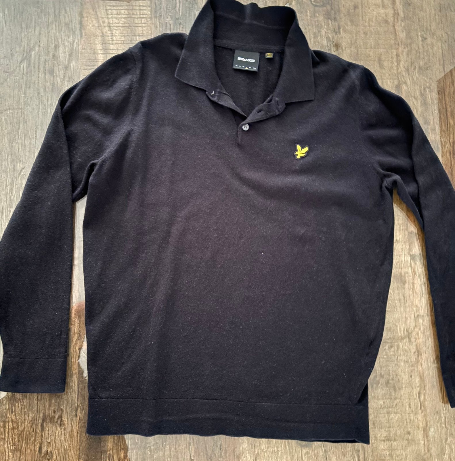 Lyle & Scott Polo Trui Zwart Maat L, Ophalen of Verzenden, Gedragen, Maat 52/54 (L), Zwart