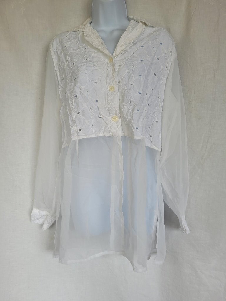 Gave witte blouse broderie en gaas mt M/L merk Alma Mater, Maat 38/40 (M), ., Wit, Ophalen of Verzenden