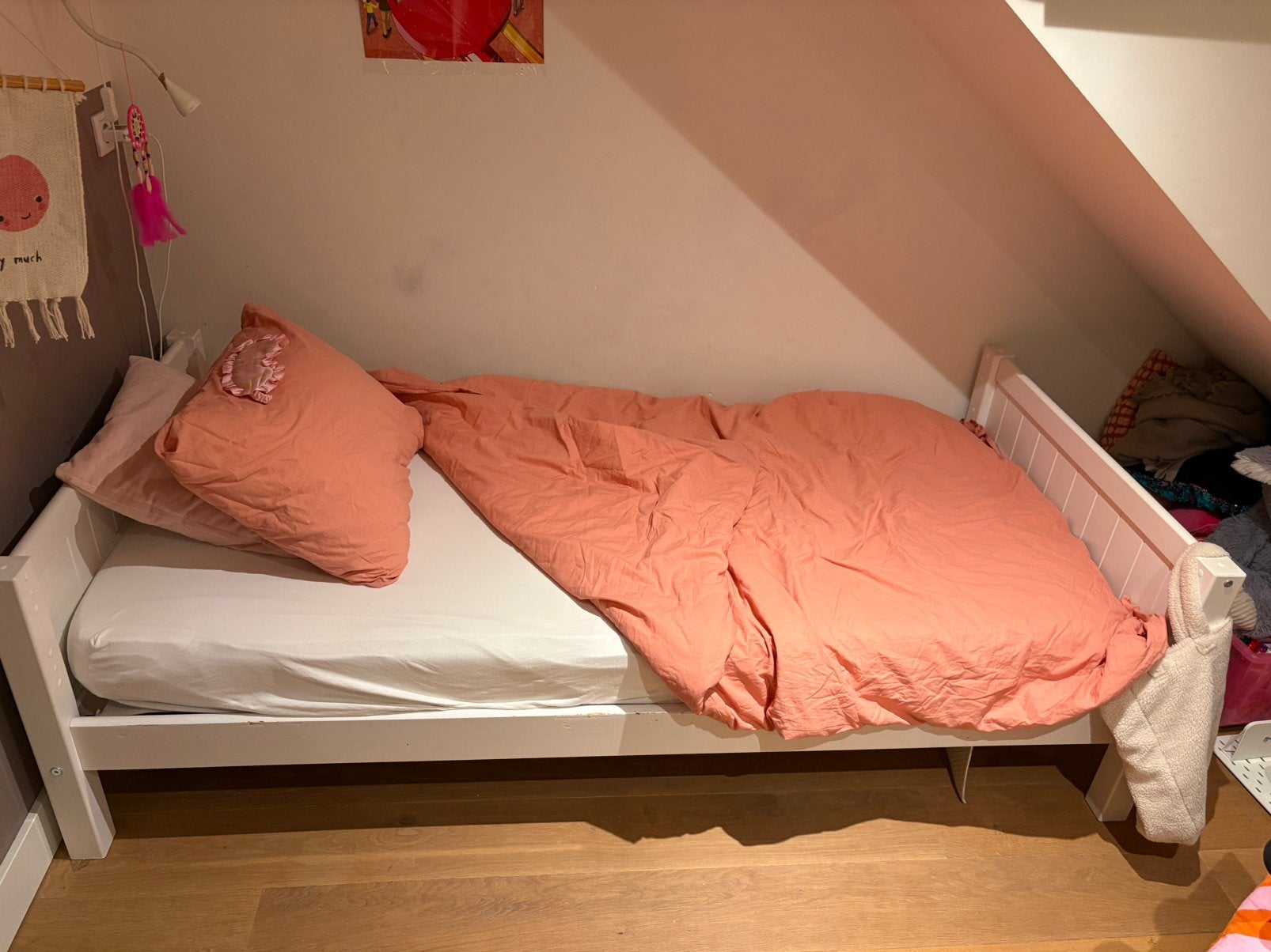 GRATIS- houten ledikant- 90 x 200, Ophalen, 85 tot 100 cm, Gebruikt, Lattenbodem