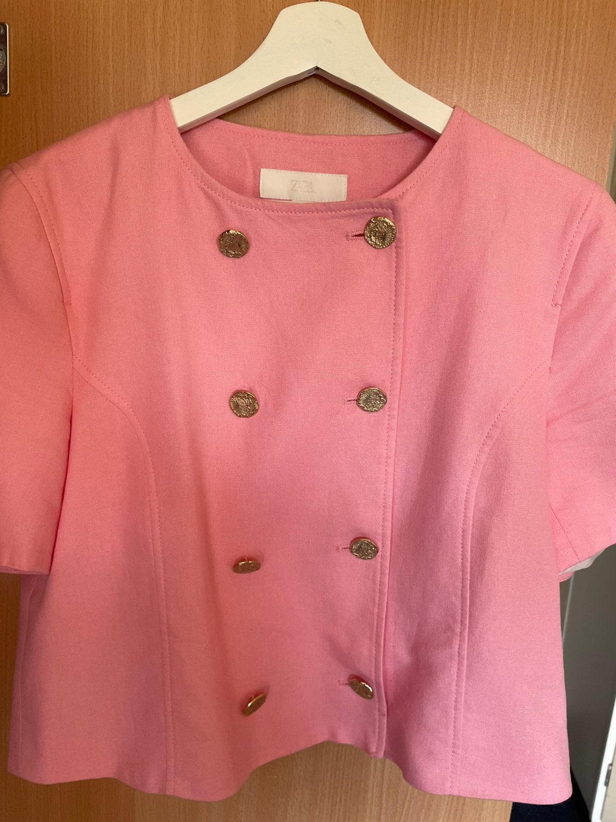 Double breasted blazer met korte mouw ZARA, Ophalen of Verzenden, Nieuw, Maat 42/44 (L), Roze