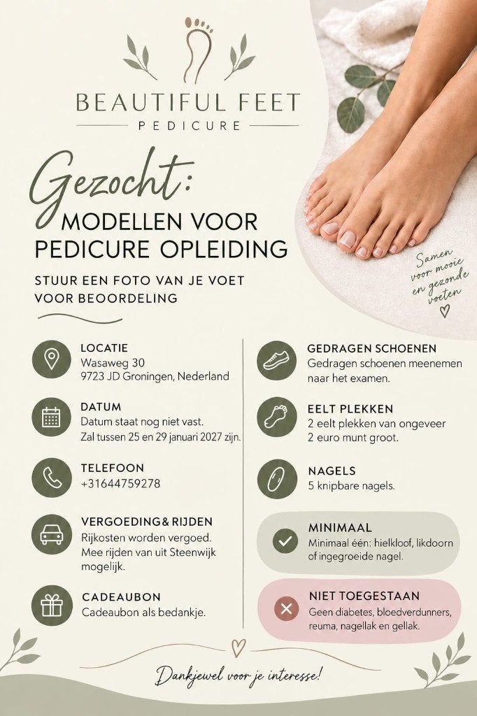 Examen model pedicure, Vacatures, Overige uren, Starter, Overige vormen