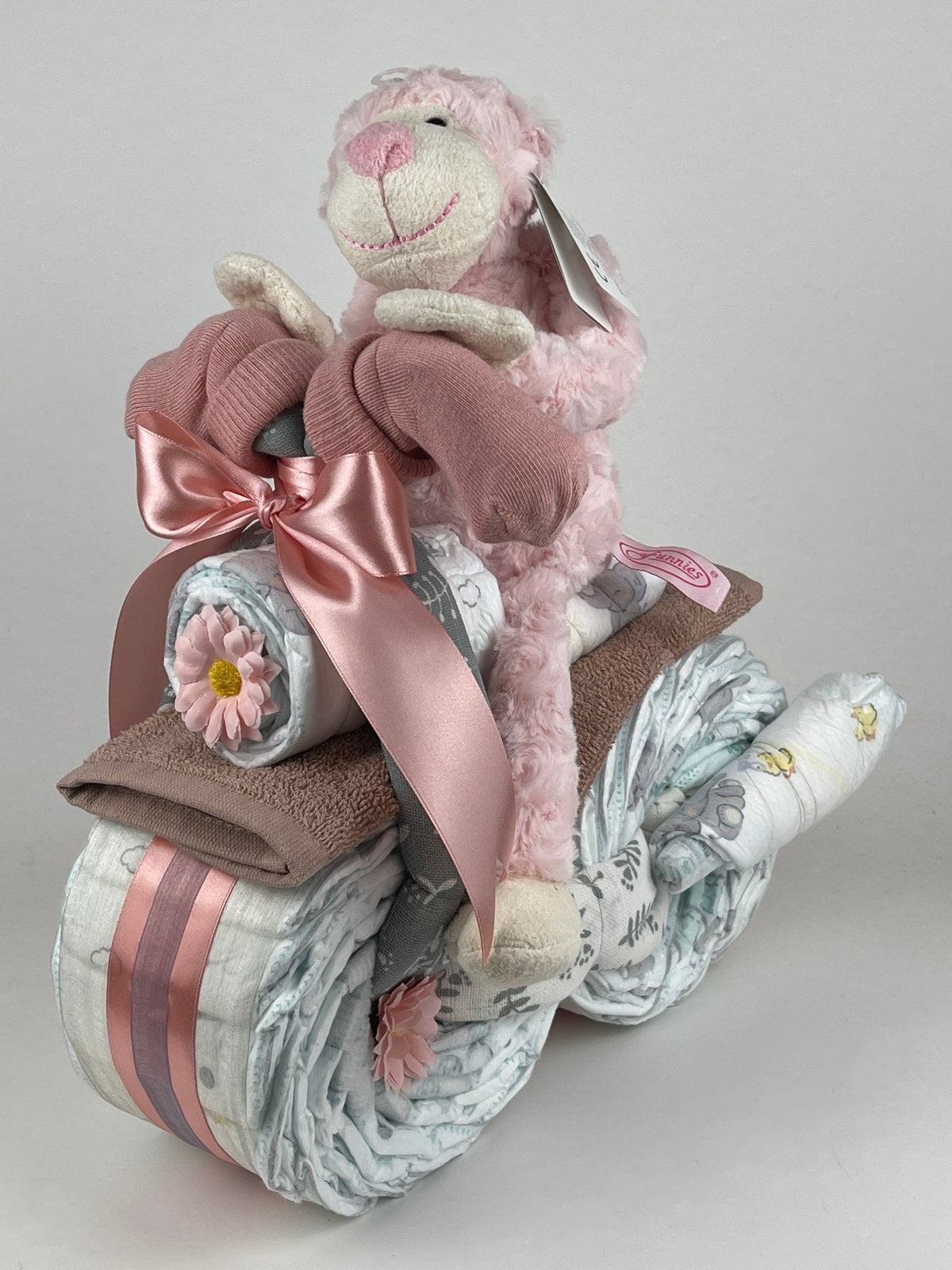 Luiertaart Motor Roze Aap - Kraamcadeau, Ophalen of Verzenden, Nieuw, Kraamcadeau