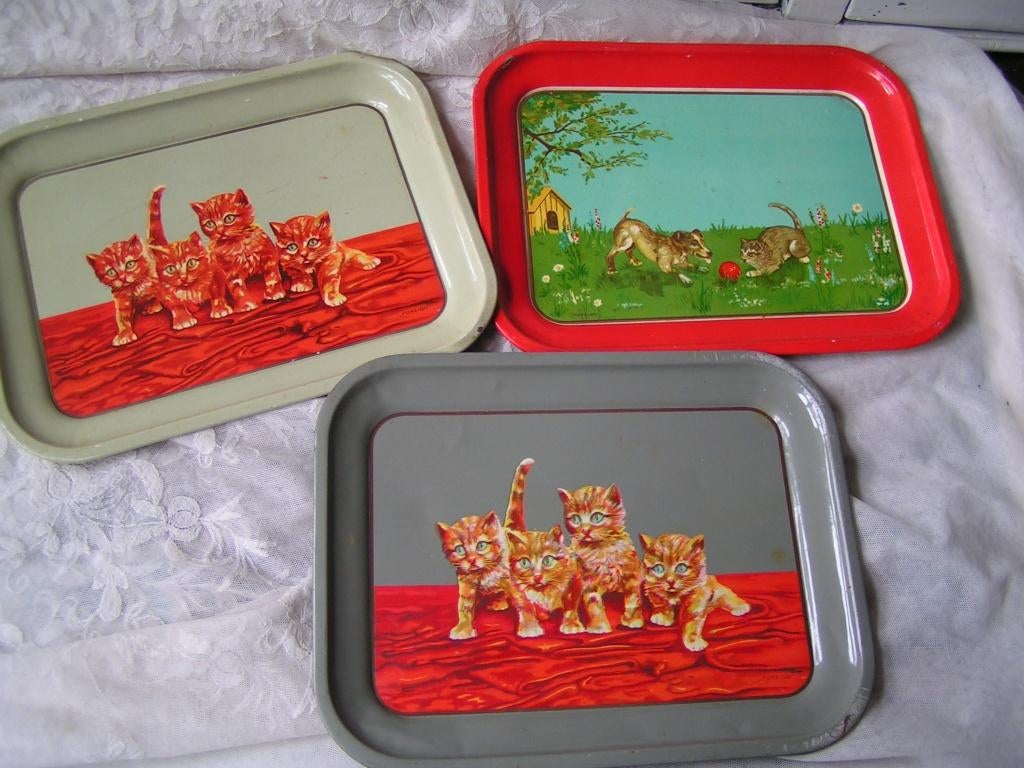 3 dienbladen voor kinderserviesje nr XX 1299, Antiek en Kunst, Antiek | Speelgoed, Verzenden