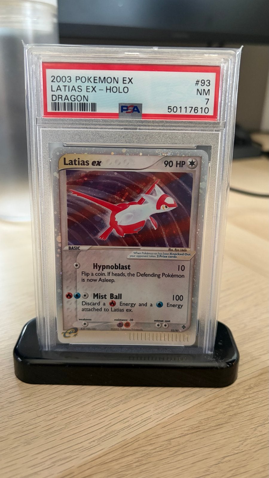 2003 Pokemon EX Latias EX-Holo Dragon PSA 7, Ophalen of Verzenden, Zo goed als nieuw, Losse kaart, Foil