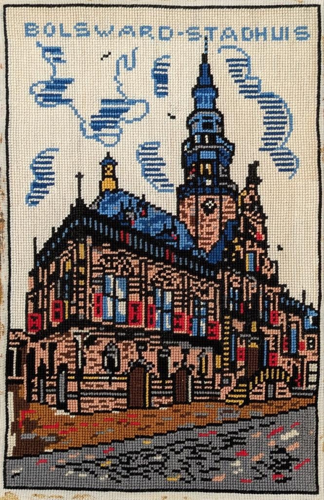 Oud borduurwerk Stadhuis Bolsward, Hobby en Vrije tijd, Ophalen of Verzenden, Overige typen
