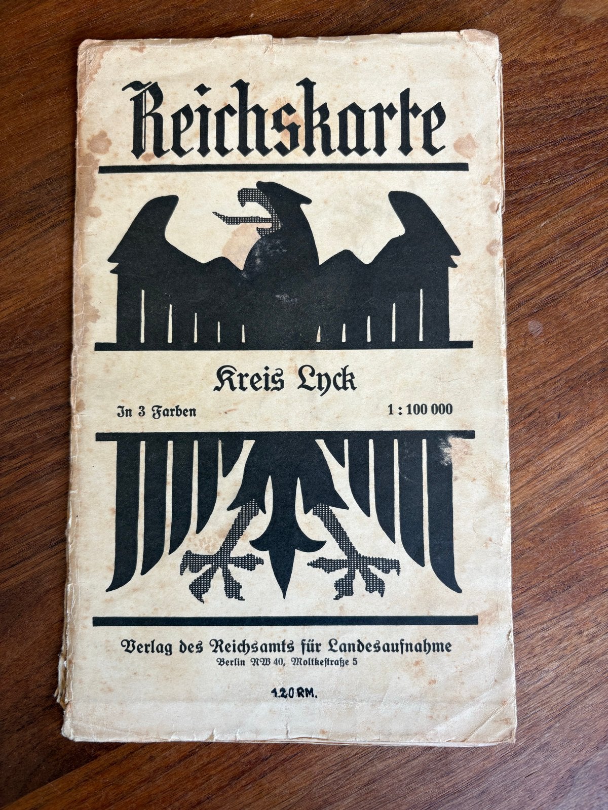 Reichskarte Kreis Lyck - Historische Landkaart Duitsland, Boeken, Atlassen en Landkaarten, Gelezen, Ophalen of Verzenden, Landkaart