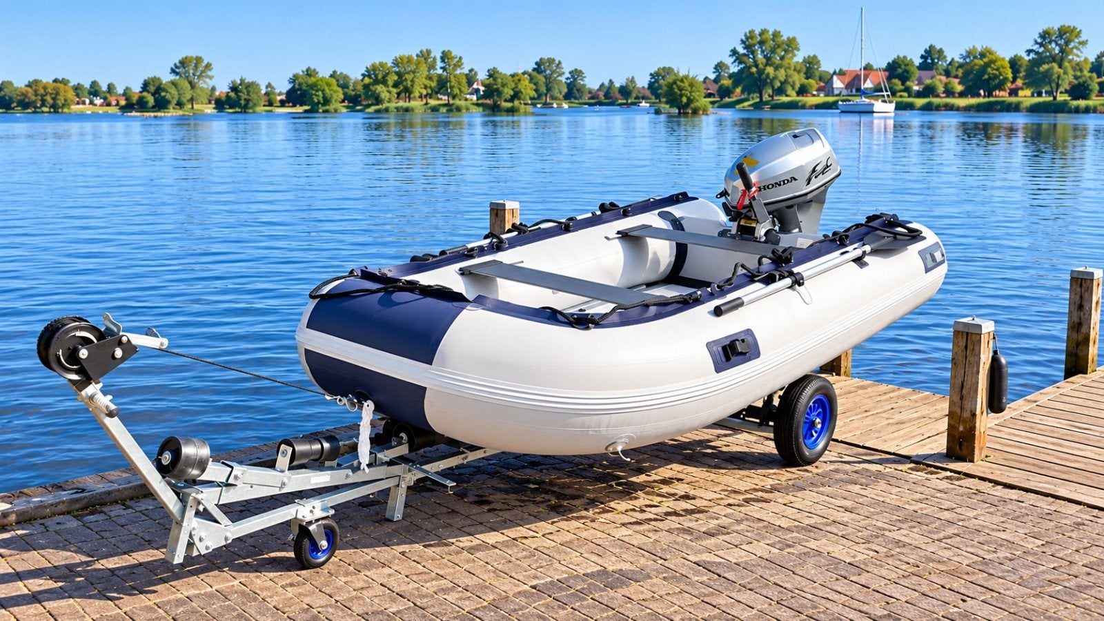 Complete set: Boot, buitenboordmotor en trailer