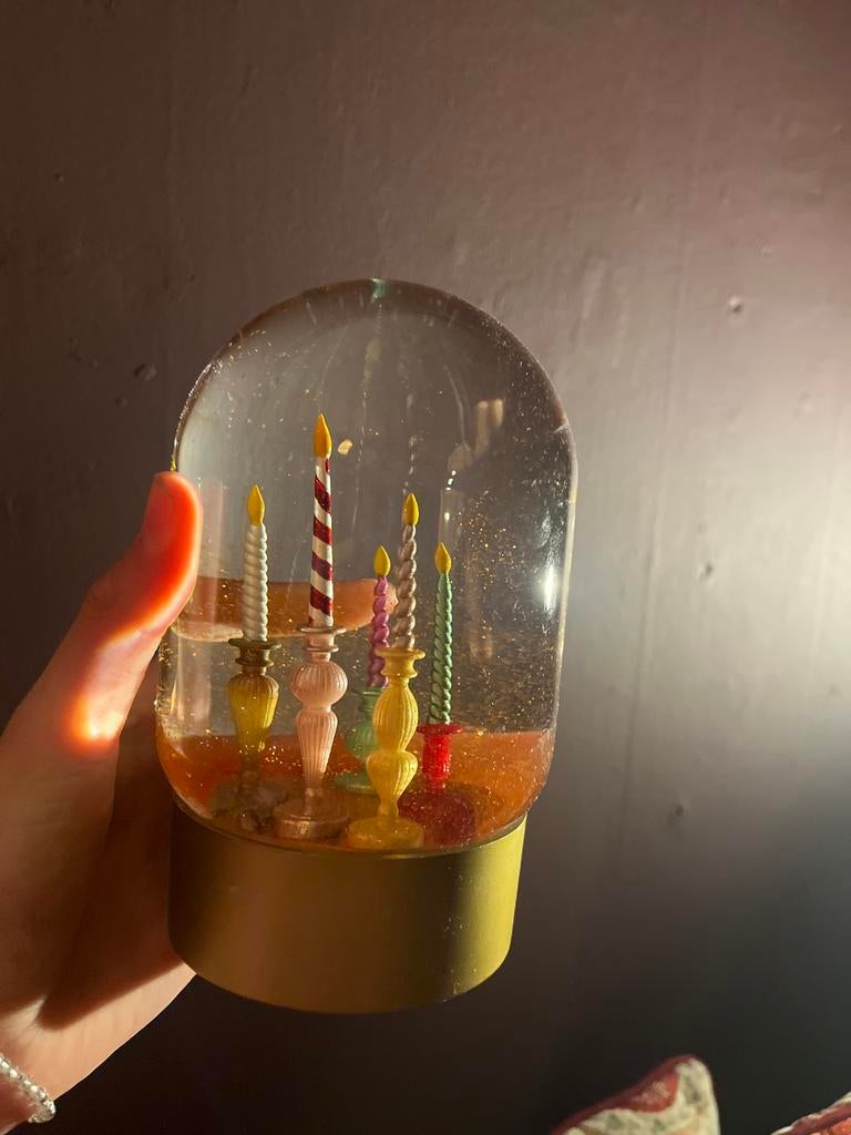 Glitterbol decoratie met kaarsjes sissy boy, Diversen, Kerst, Ophalen of Verzenden