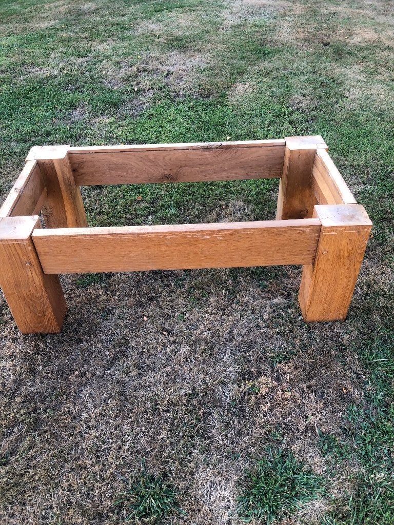 Houten tafelpoot salontafel en eettafel eiken, Ophalen, Tafelpoot, Gebruikt, 100 tot 150 cm