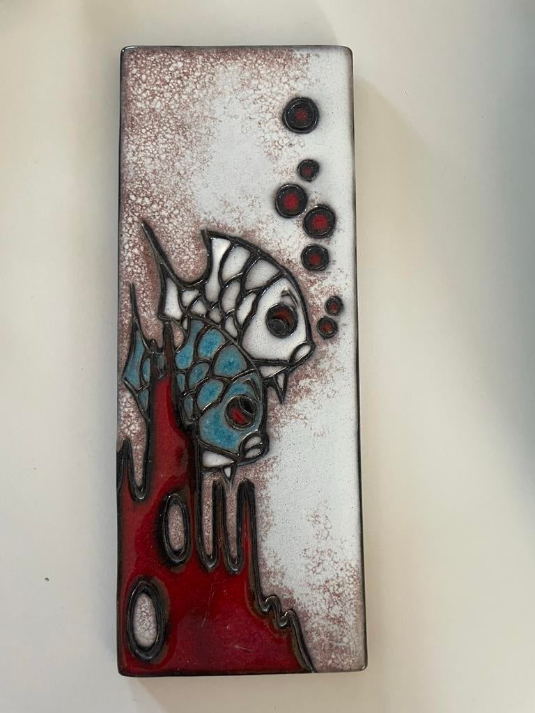 Ruscha Keramik 734 fish motif wall plaque Germany 1960–65., Ophalen of Verzenden