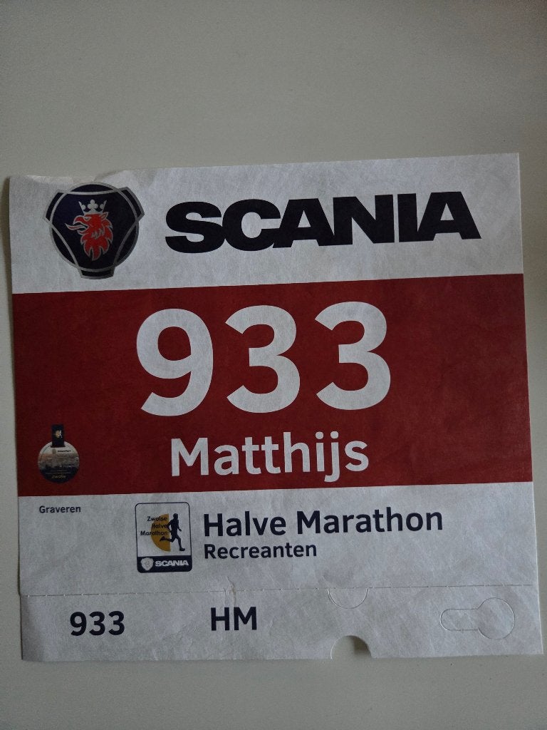 Startbewijs Halve Marathon Zwolle, Overige typen, Nieuw, Hardlopen, Ophalen