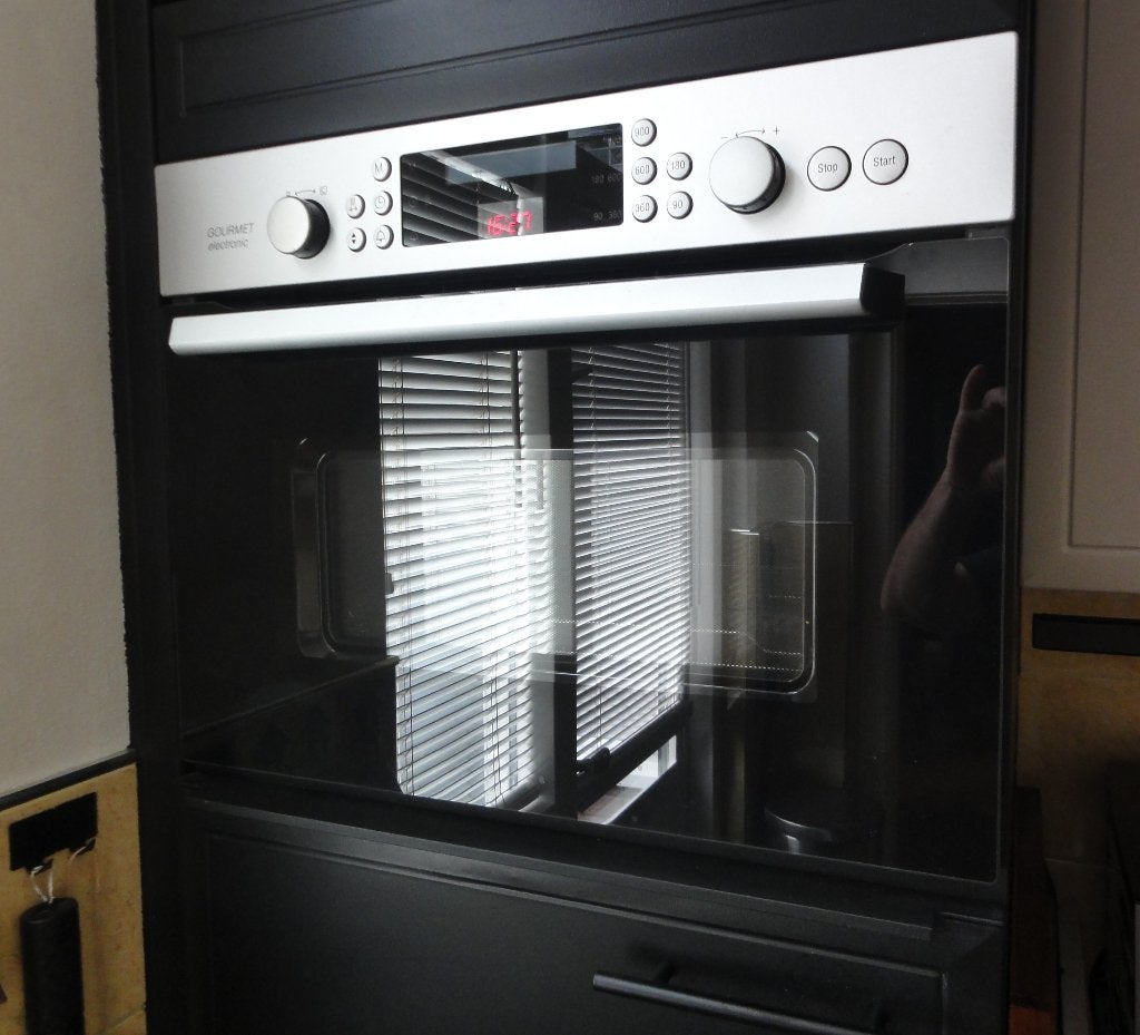 Inbouw combimagnetron Bosch, Hetelucht, Magnetron, etc, Witgoed en Apparatuur, Ovens, Ophalen, Minder dan 45 cm, Gebruikt, Bosch