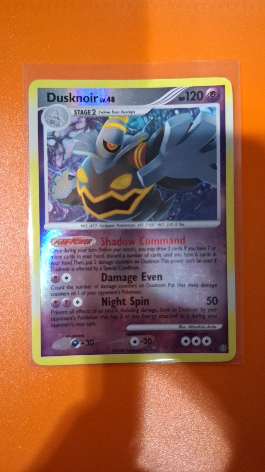 Dusknoir, Pokemon, 1/100, stormfront, Verzenden, Zo goed als nieuw, Losse kaart, Foil