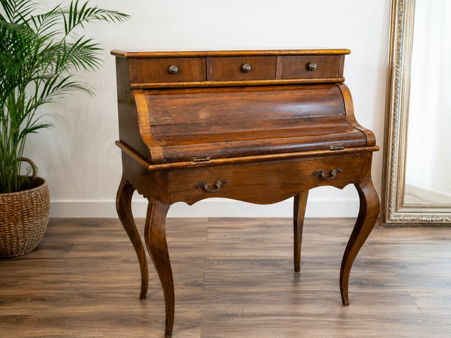 Antiek houten secretaire met rolluik, Antiek en Kunst, Ophalen