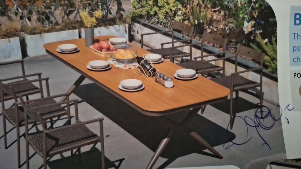 Tuinset met 6 stoelen - Showmodel 2026, Ophalen, Eettafel