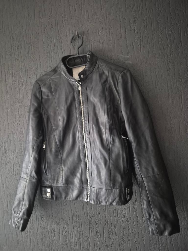 Mango Leren Jasje Zwart - Maat S/M, Mango, Zwart, Ophalen of Verzenden, Zo goed als nieuw