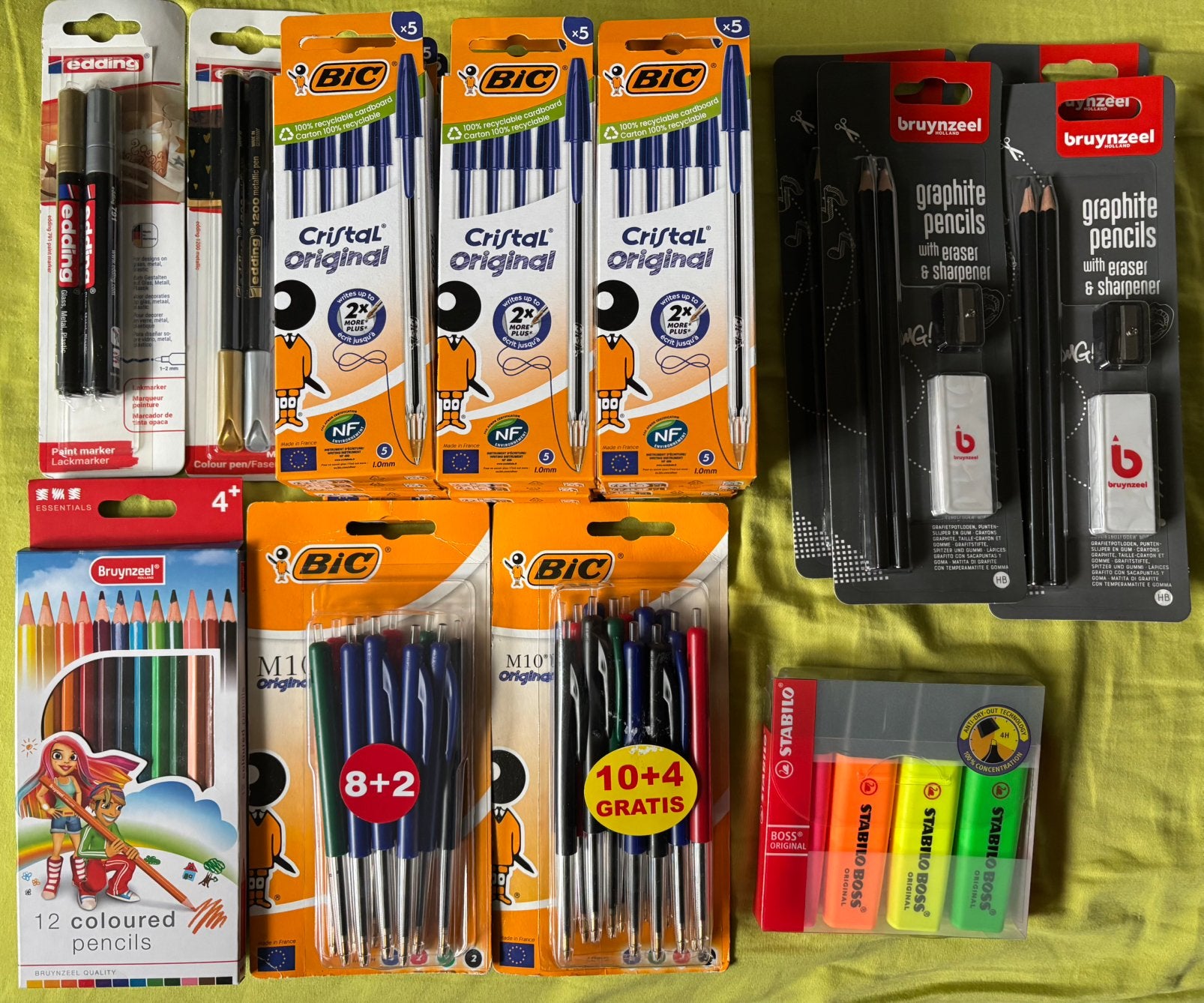 BIC balpennen Bruynzeel potloden Stabilo markers Eddingstift, Ophalen, Nieuw