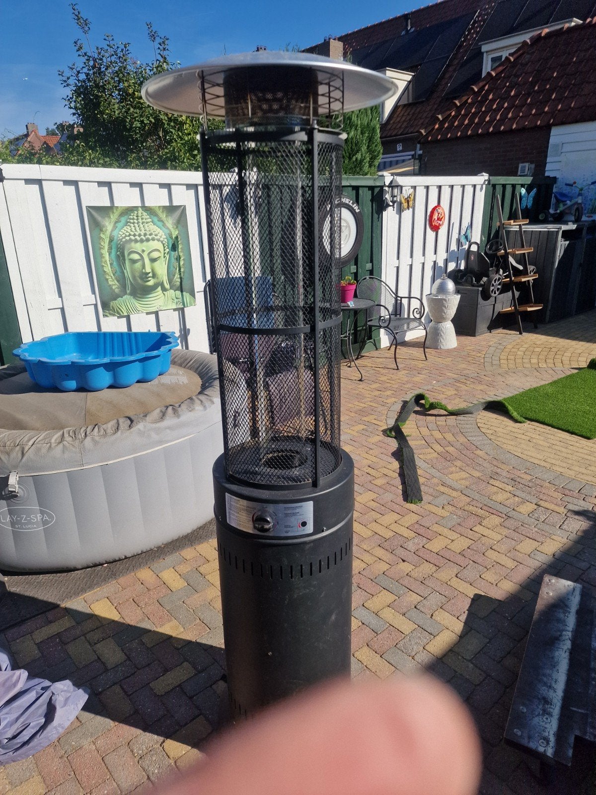 Terrasverwarmer op gas met hoes, Ophalen, Gebruikt, Gas, Vloer