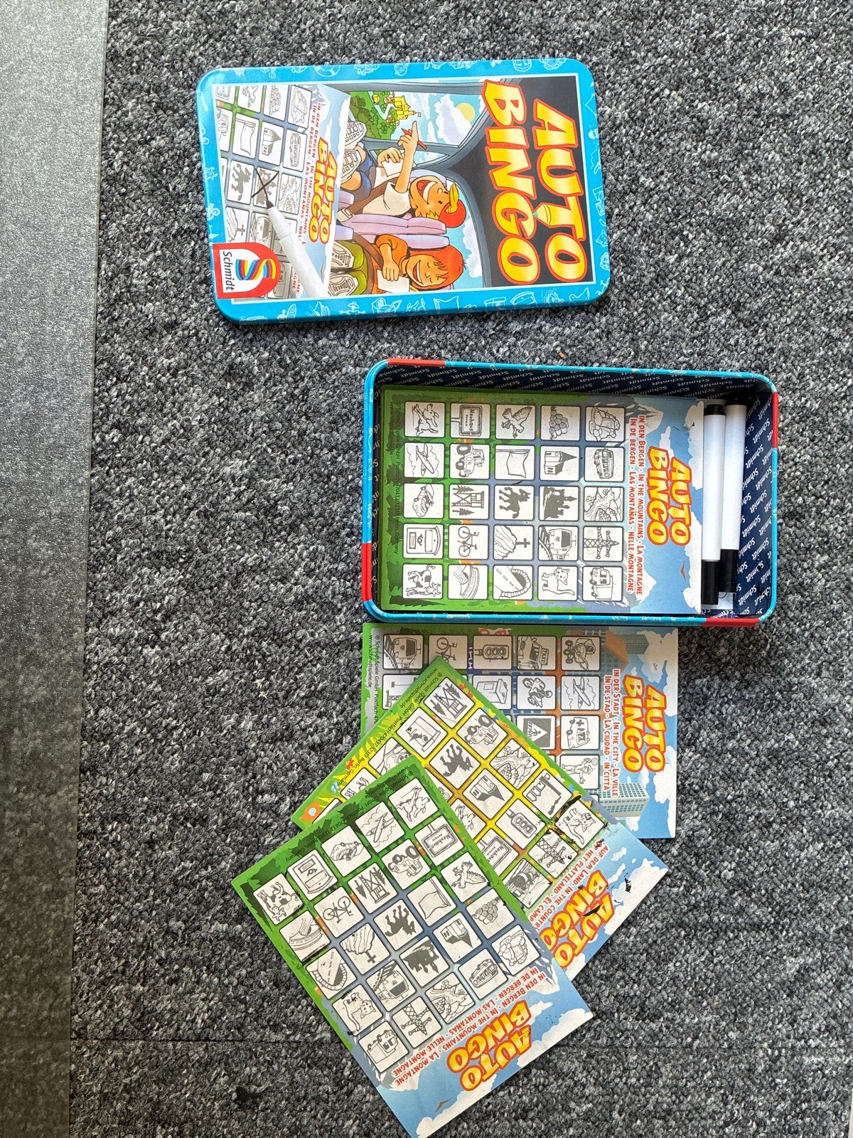 Schmidt Auto Bingo Reisspel - Compleet in blik, Een of twee spelers, Ophalen of Verzenden, Gebruikt