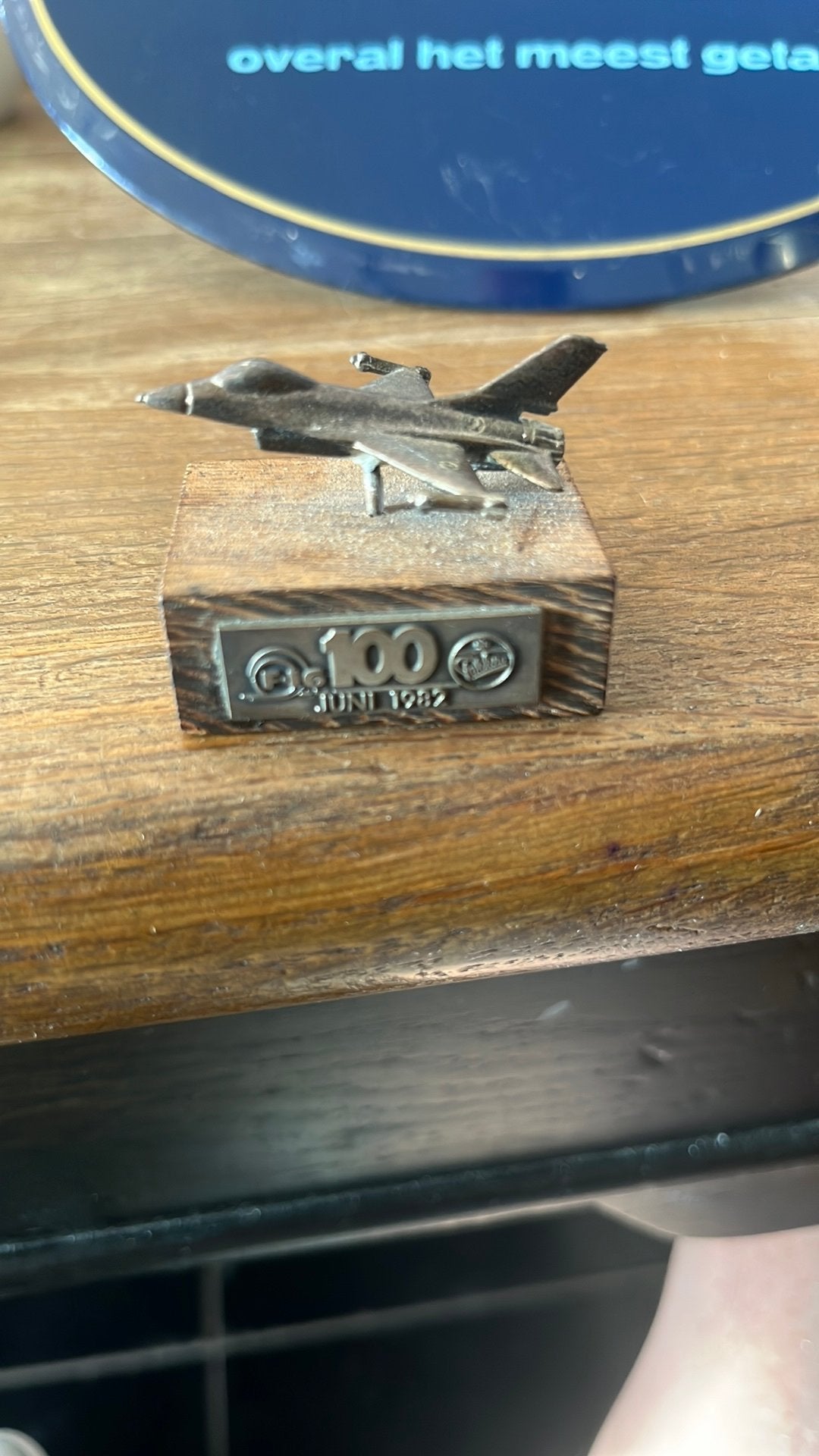 Tinnen minatuur van een Fokker F16 uitgegeven 1982 100jaar, Ophalen of Verzenden, Overige typen