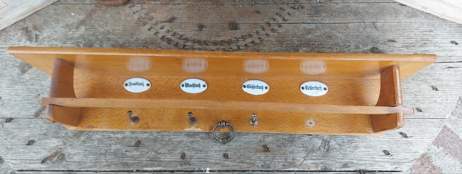 Antiek keuken handdoeken rek m 4 bordjes, Antiek en Kunst, Ophalen of Verzenden