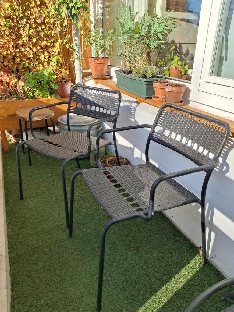 2x IKEA Tuinstoelen Zwart Metaal - Z.G.A.N., Tuin en Terras, Ophalen, Zo goed als nieuw, Metaal