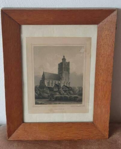 Staalgravure Brielle 1858 J.M. Kolb Knopfmacher eiken lijst, Antiek en Kunst, Ophalen