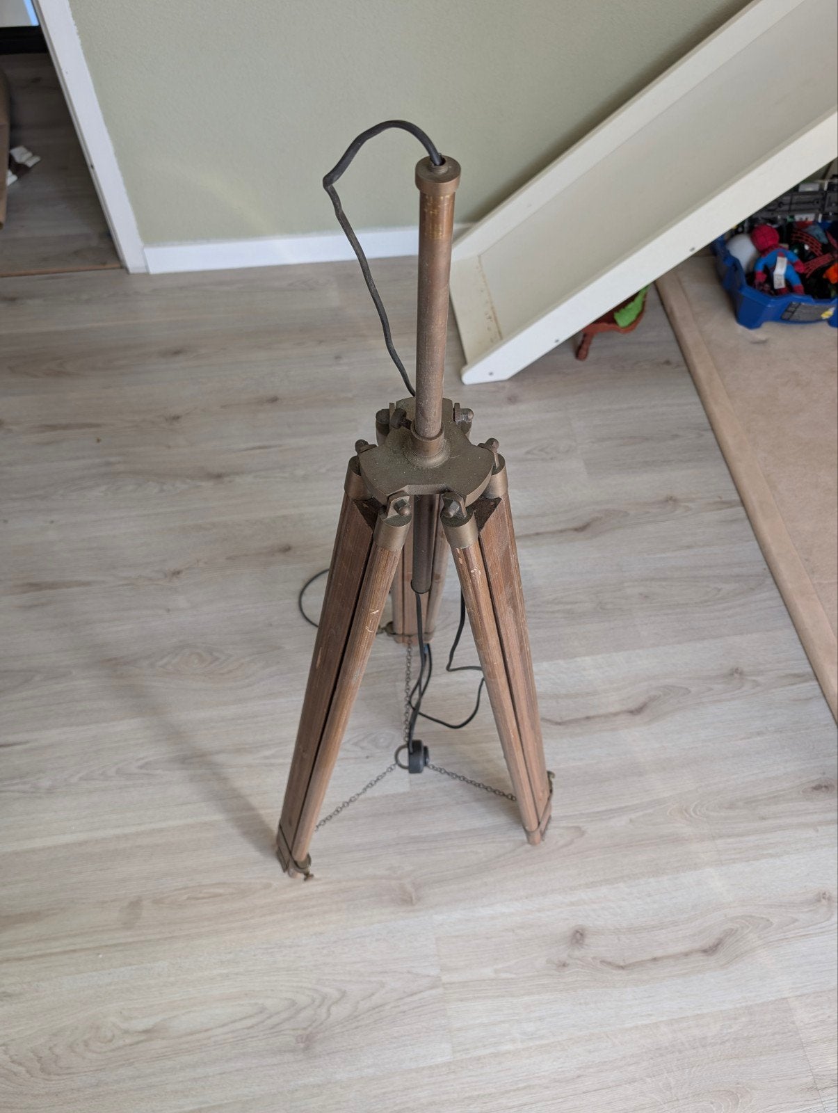 Vintage houten statief lampvoet - uniek design, Antiek en Kunst, Ophalen