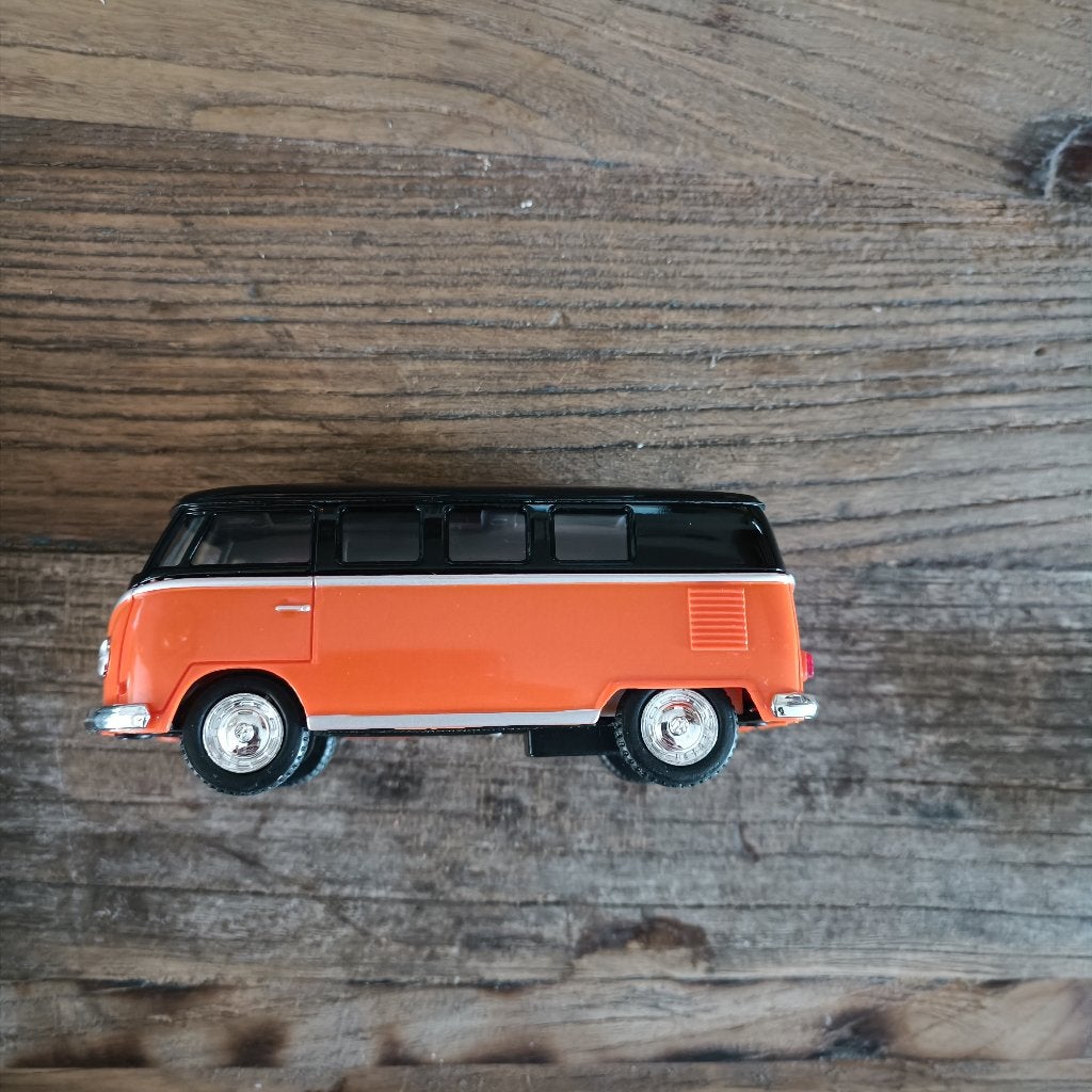 Kinsmart vw Volkswagen samba bus T1 oranje zwart, Ophalen of Verzenden, Nieuw, Auto